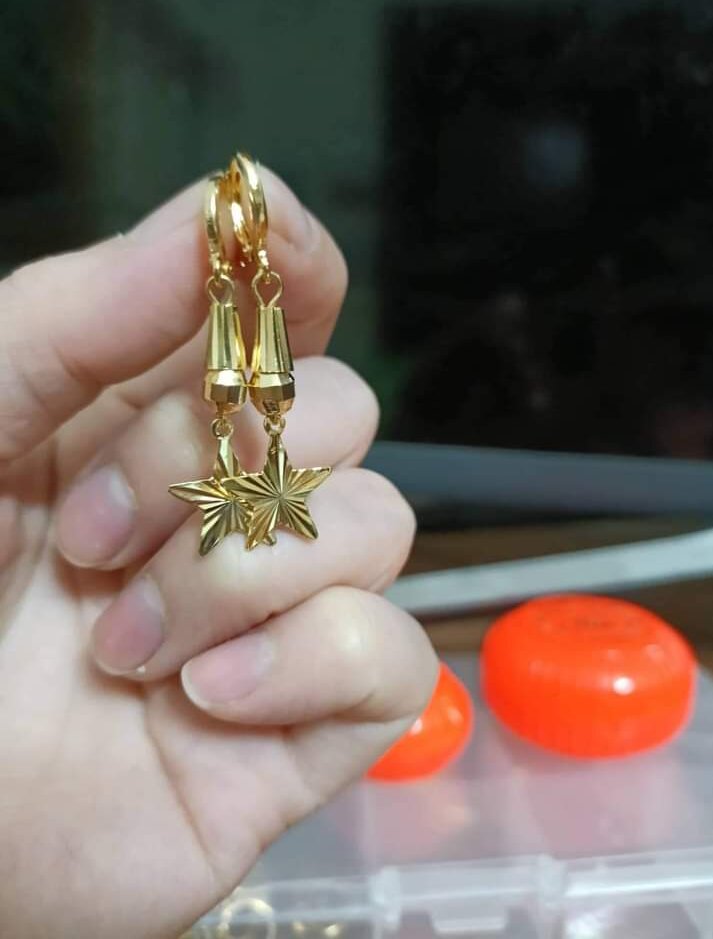 Bông tai vàng non Bông tai, hoa tai nữ vàng non cam kết bền màu mãi mãi sáng bóng