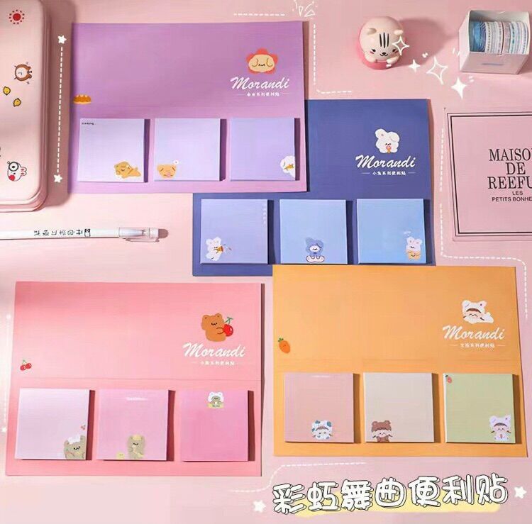 Giấy ghi nhớ note morandi hình gấu dễ thương