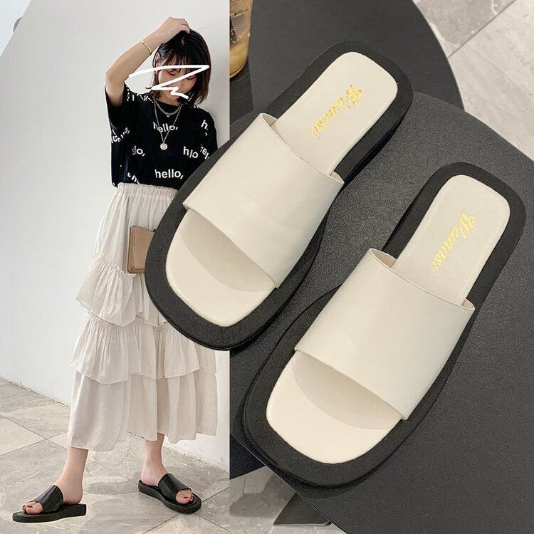 Dép nữ trắng mix đen
