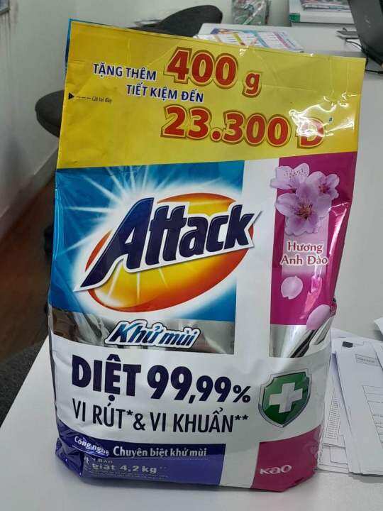 Bột giặt attack 4.2kg hương anh đào - lavender - ngày sảng khoái