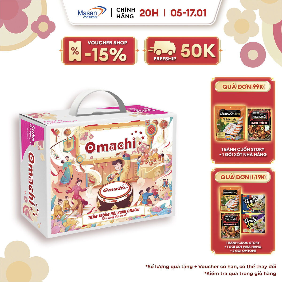 Mì Omachi Sườn Hầm Ngũ Quả - Thùng 16 Gói x 80G