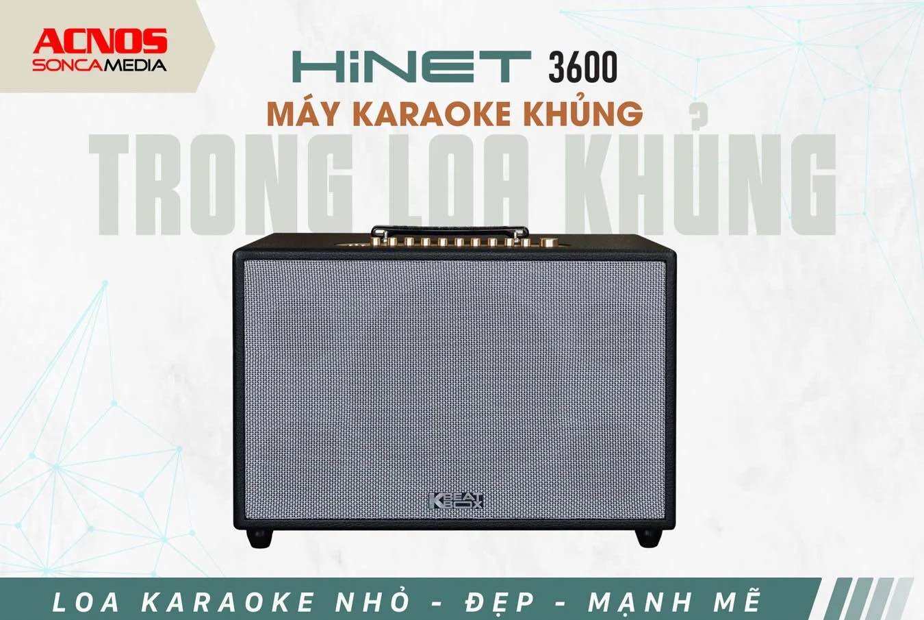 Loa karaoke xách tay cao cấp Acnos HiNET 3600 New 2024 (Loa 3 đường tiếng, 1 loa bass 25cm, 2 loa Mi