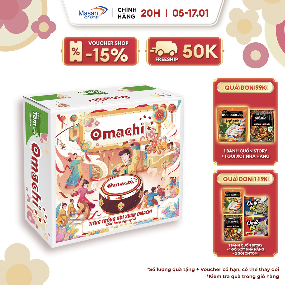 Mì Khoai Tây Omachi Lẩu Tôm Càng - Thùng 30 Gói x 80g