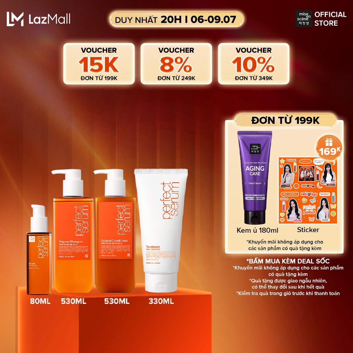 Combo Gội-Xả- Kem xả- Tinh chất mise en scene Perfect Serum Original phục hồi hư tổn