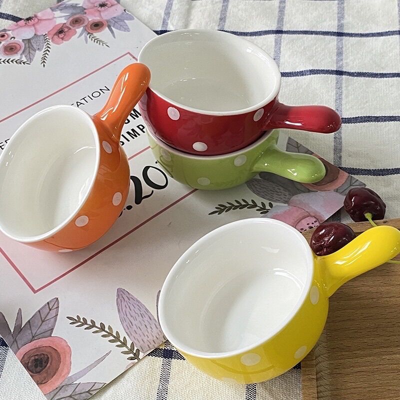 Bát ăn dặm cho bé gáo chấm bi, Chén ăn dặm,Đồ dùng cho bé ăn dặm 90ml