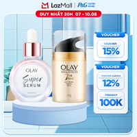 Combo 2 SUPER SERUM OLAY SỨC MẠNH TỪ 5 DƯỠNG CHẤT TRONG 1 - Chai 30ML Và Kem Dưỡng Ẩm OLAY TOTAL EFFECTS Ban Ngày 50G