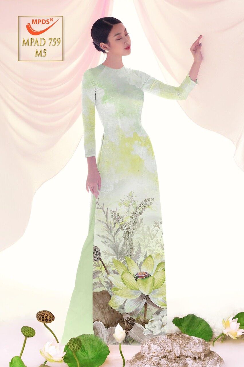 Vải áo dài hoa sen
