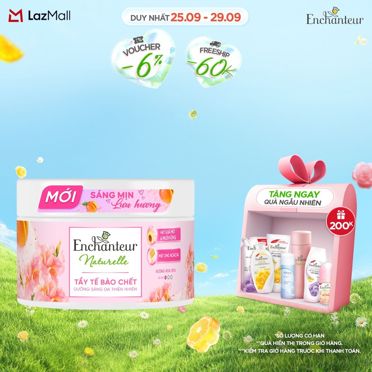 Tẩy tế bào chết thiên nhiên dưỡng sáng da hương hoa Lavender/ Iris/  hoa hồng Pháp 250ml