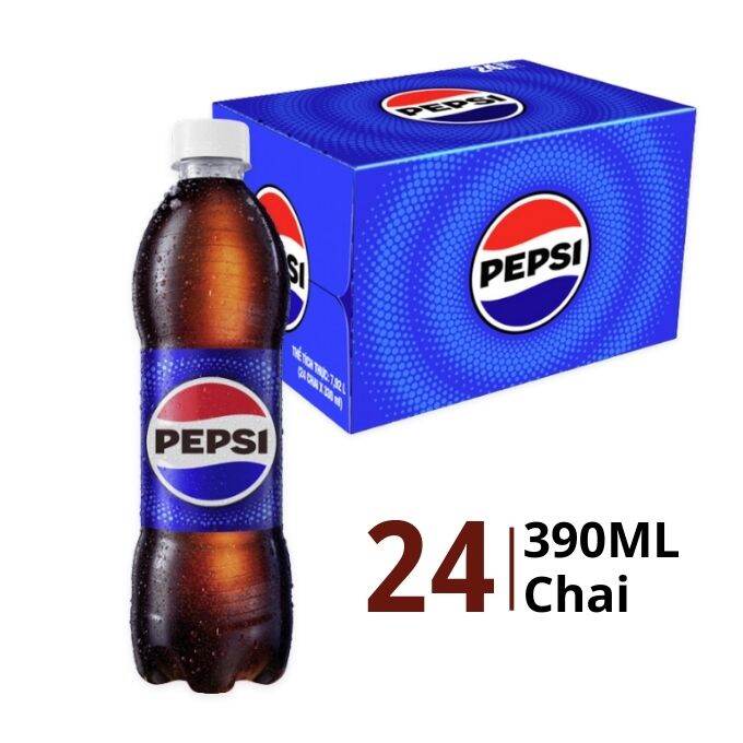 thùng 24chai nước ngọt pepsi 390ml đậm đà thơm ngon đúng vi là nước giải khác hổ trợ tốt cho đường tiêu hóa uống lạnh ngon tuyệt đỉnh hạn sử dụng luôn mới