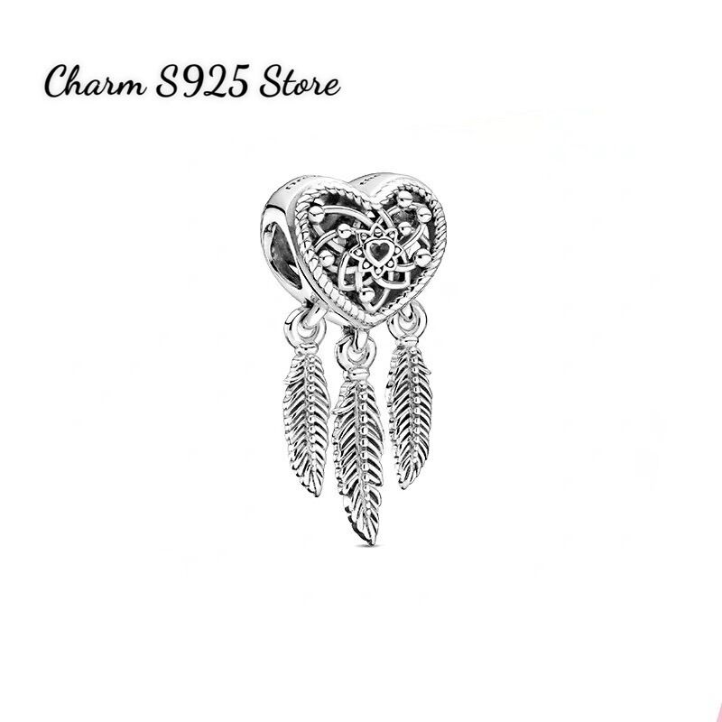 Charm pan ale tim 3 lá bạc s925 hàng cao cấp
