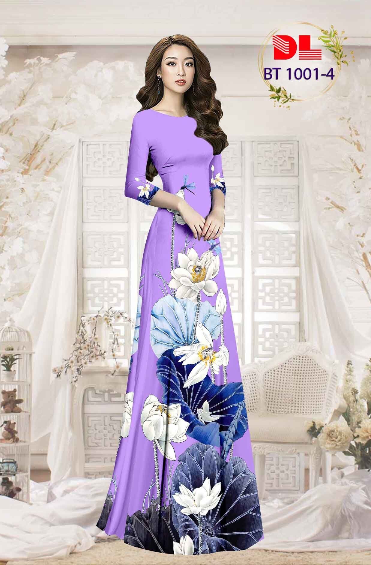 Vải áo dài hoa sen
