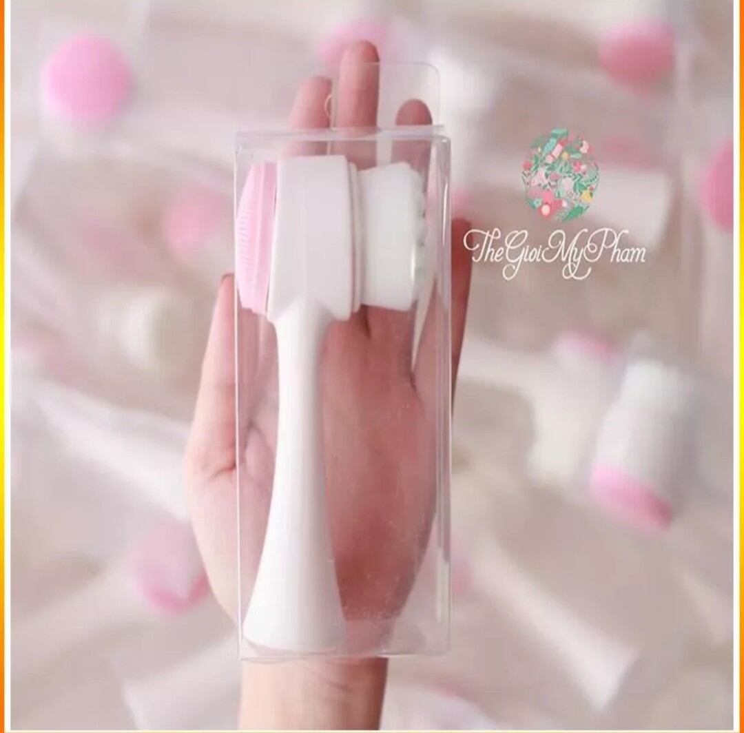 Cọ rửa mặt Massage 2 đầu cầm tay silicon