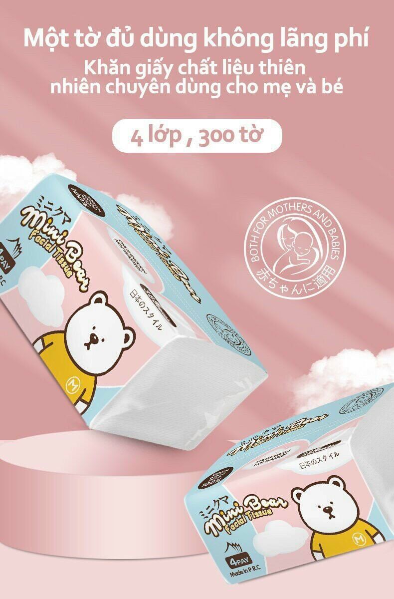 Combo 10 gói khăn giấy gấu vuông minibear cao cấp