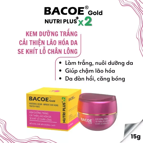 Bacoe kem diếp cá dưỡng trắng lão hoá da 15gr