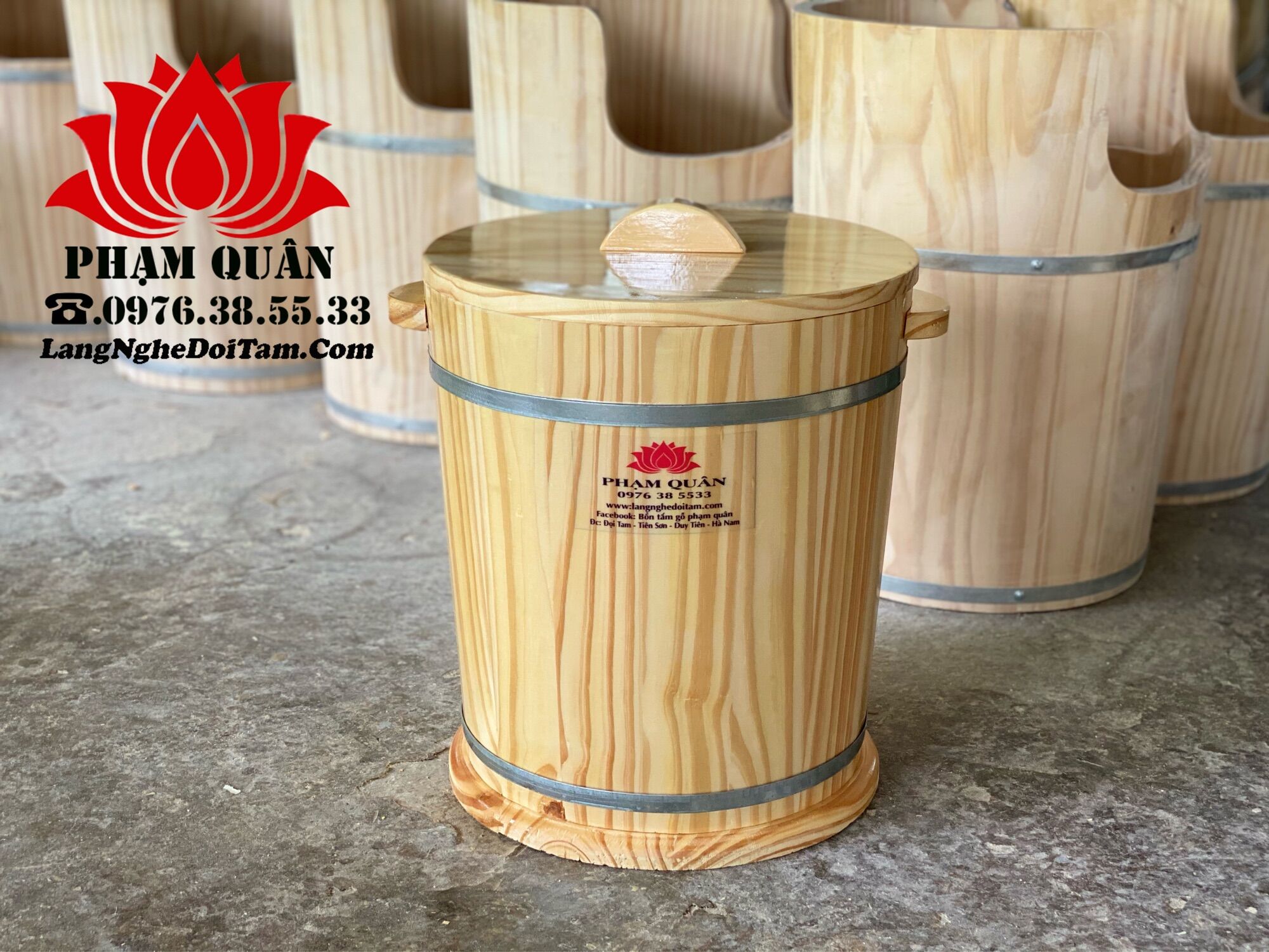Thùng gỗ đựng gạo phong thuỷ 20kg