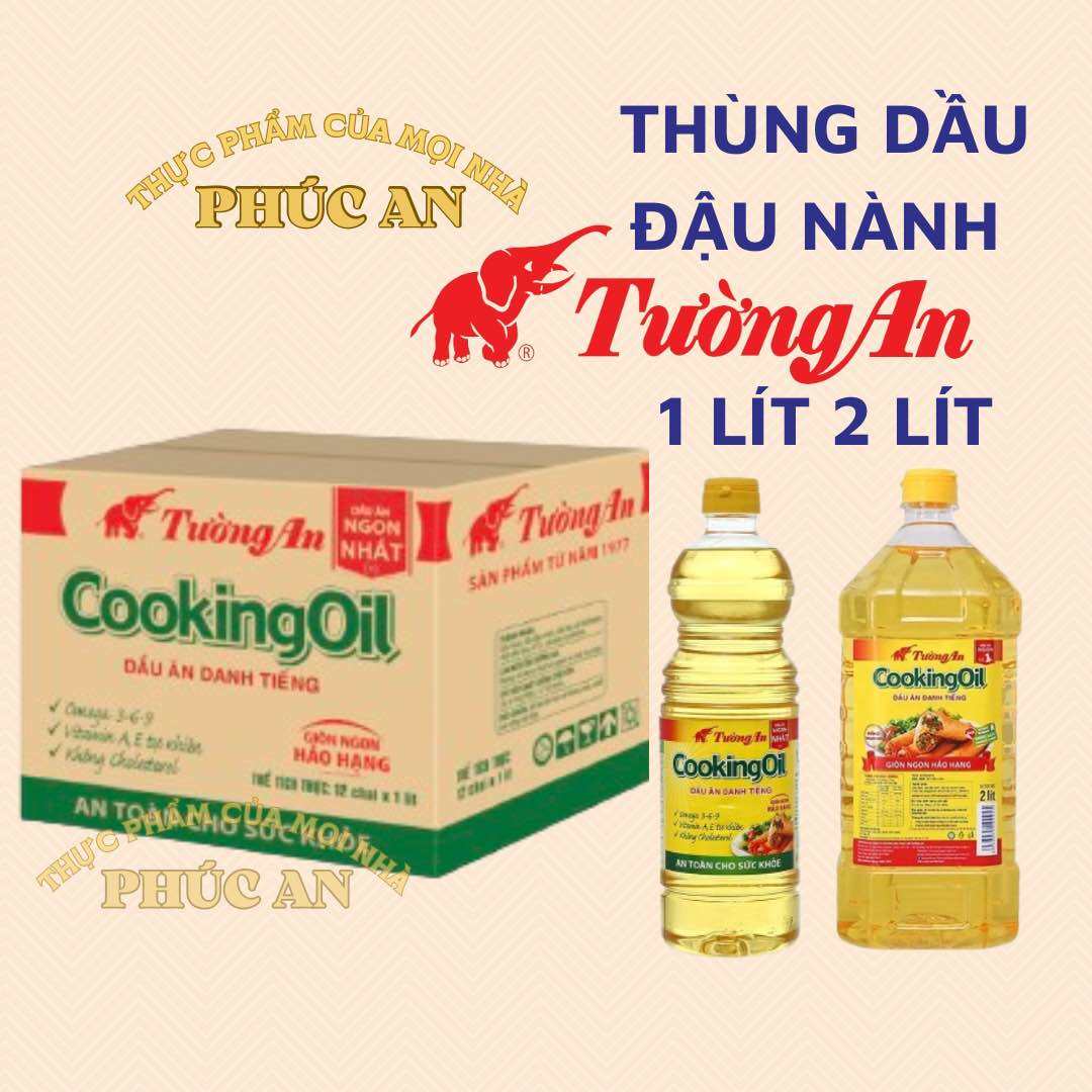 Thùng dầu ăn TƯỜNG AN dầu thực vật COOKING OIL 12 chai 1 lít 6 chai 2 lít