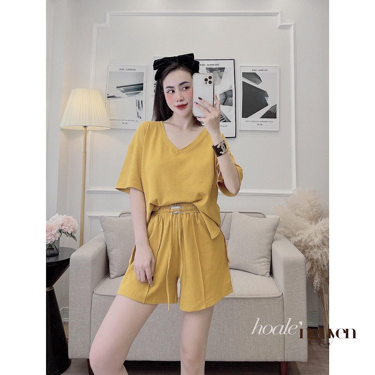 Set áo pull cổ tim trơn diện nhà cho ce
