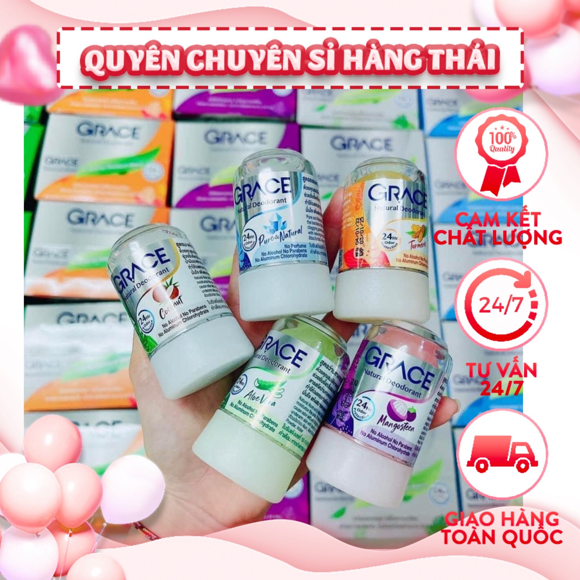 Lăn nách đá khoáng Grace 70g thái lan
