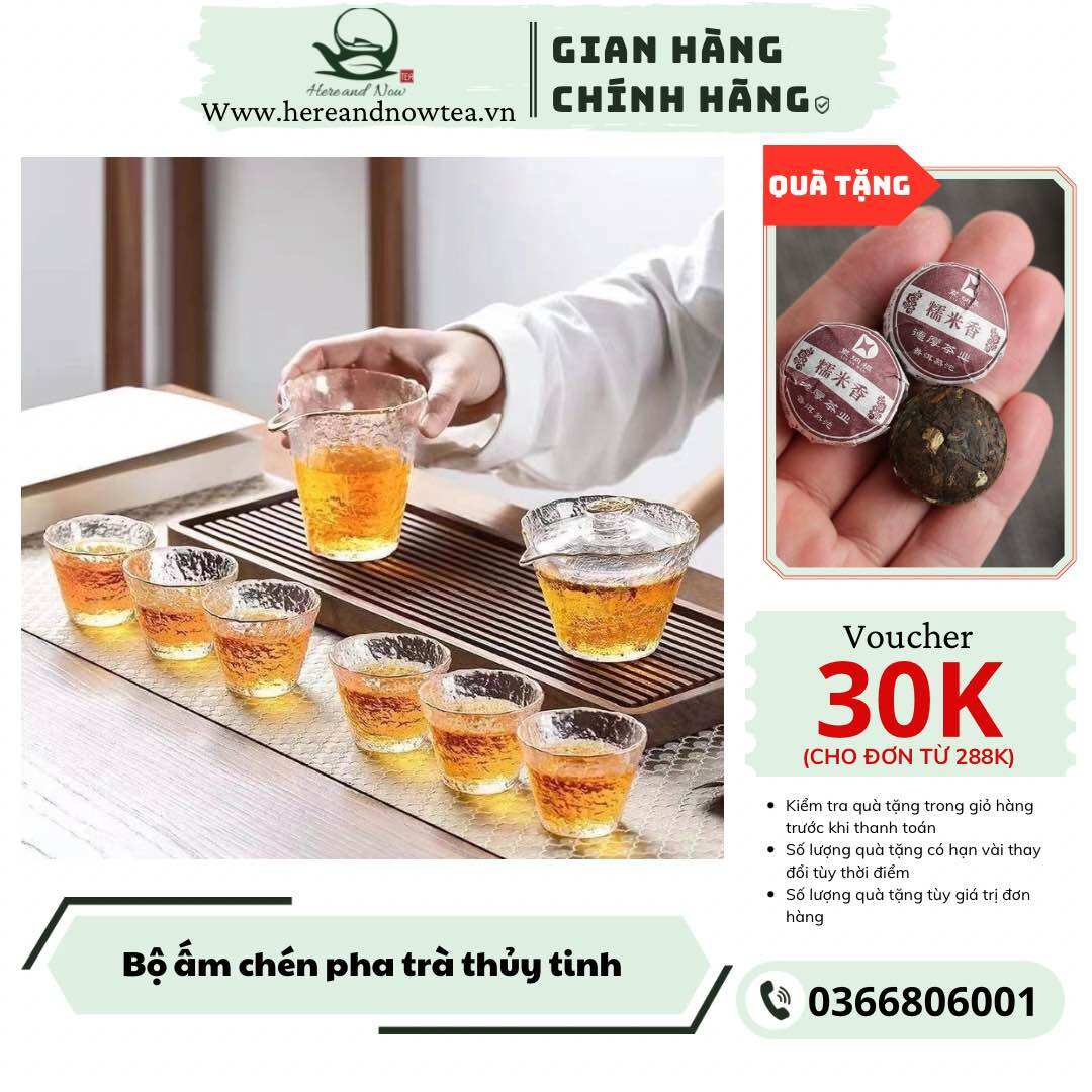 Bộ ấm chén uống trà thuỷ tinh chịu nhiệt Borosilicatecao cấp cách nhiệt tốt dụng cụ pha trà đầy đủ