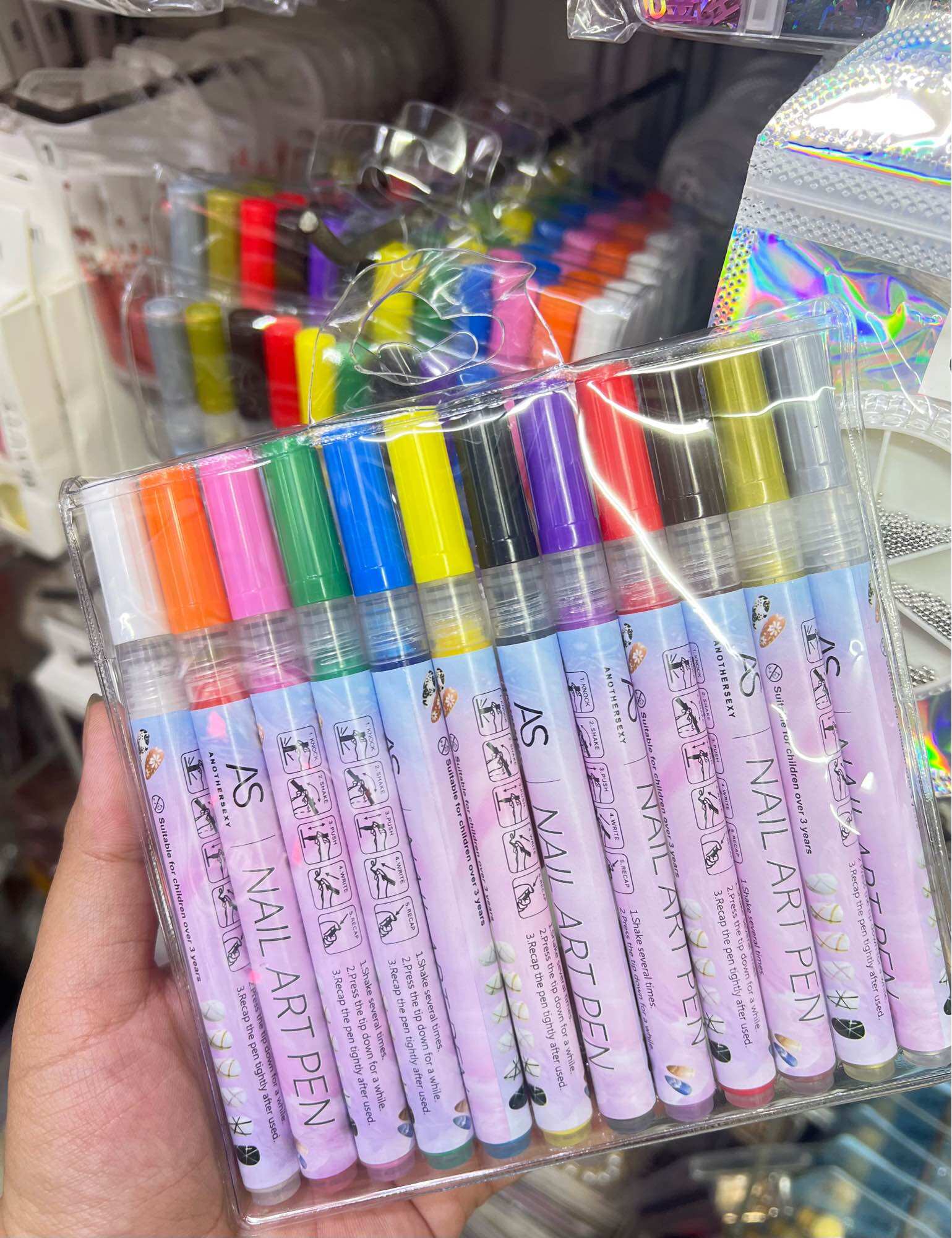 Set bút vẽ nail 12 màu Hiệu As