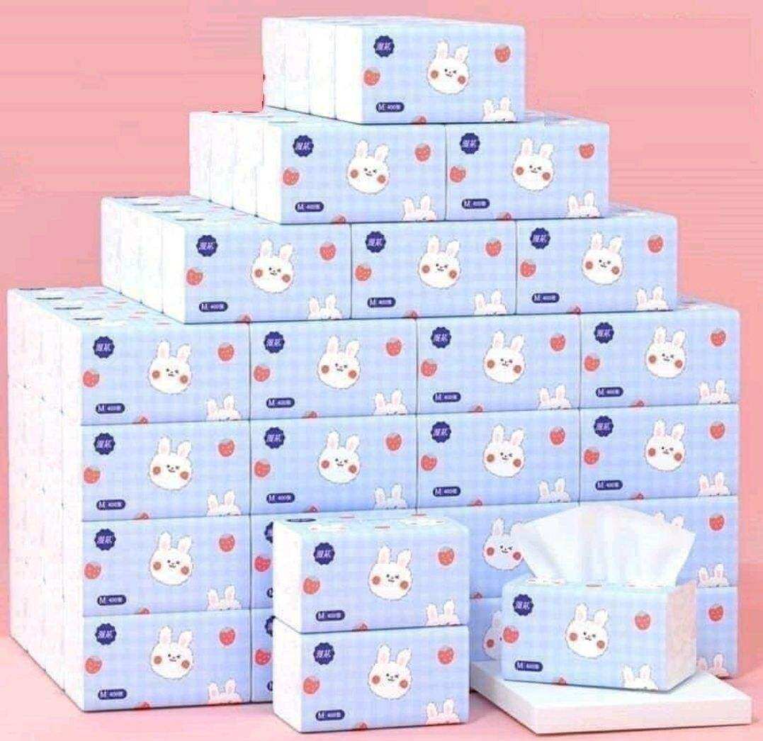 Giấy Ăn Thỏ Trắng Siêu Mịn Siêu Dai Thùng 40 Gói Giấy Ăn Rút Hình Thỏ