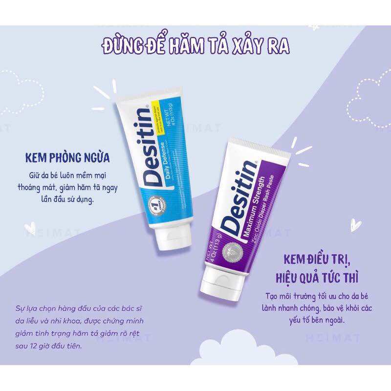 Sale date 2027 - ( bill Mỹ) Kem chống hăm tả cho bé Desitin Rapid Relief Cream tuýp 113g từ Mỹ
