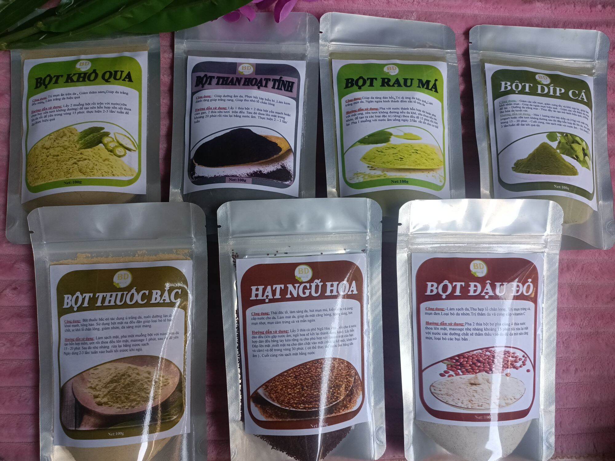 Combo 10 gói bột mặt nạ thiên nhiên