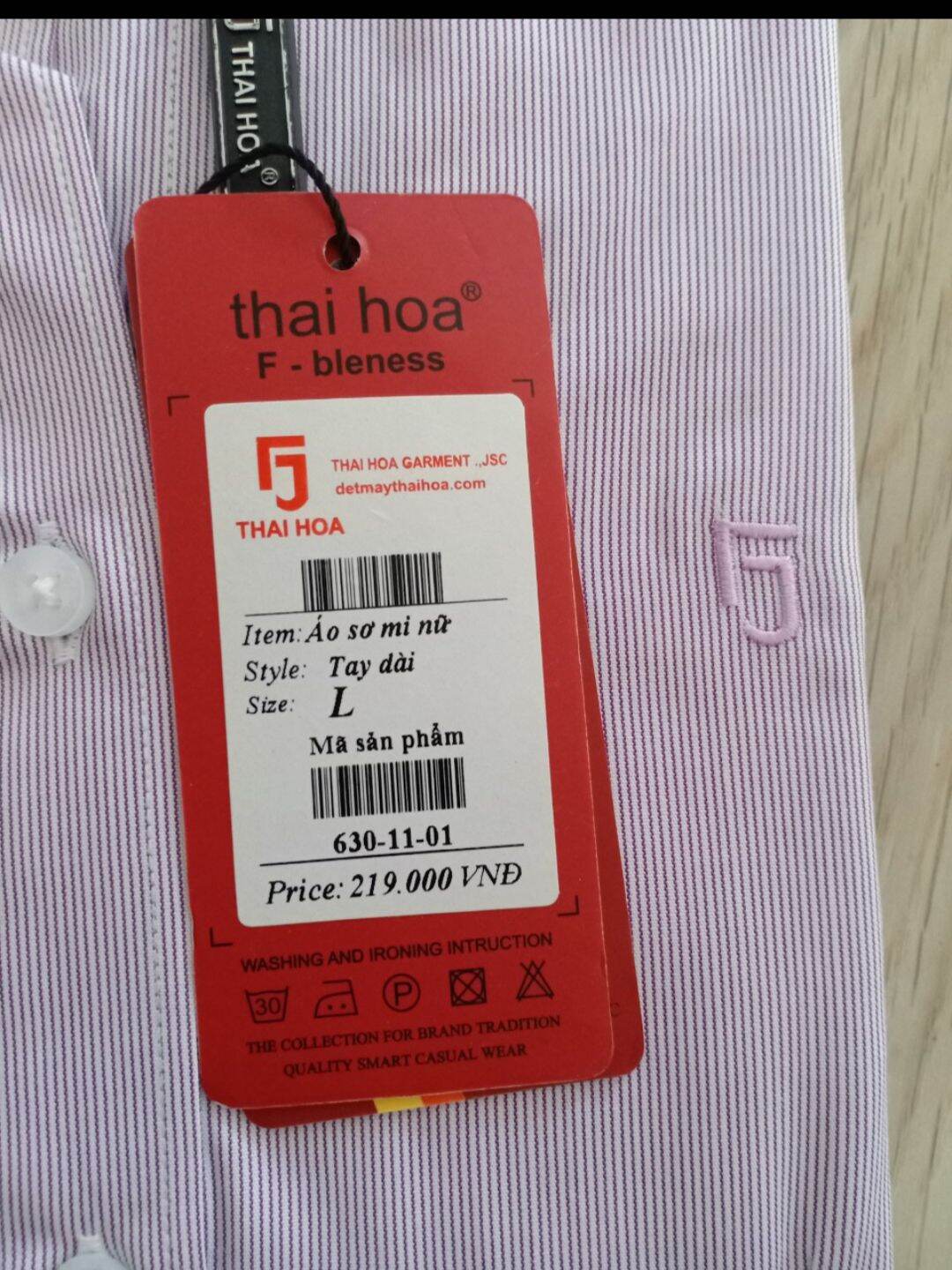 áo sơ mi nữ Thái Hòa sọc tăm màu tím