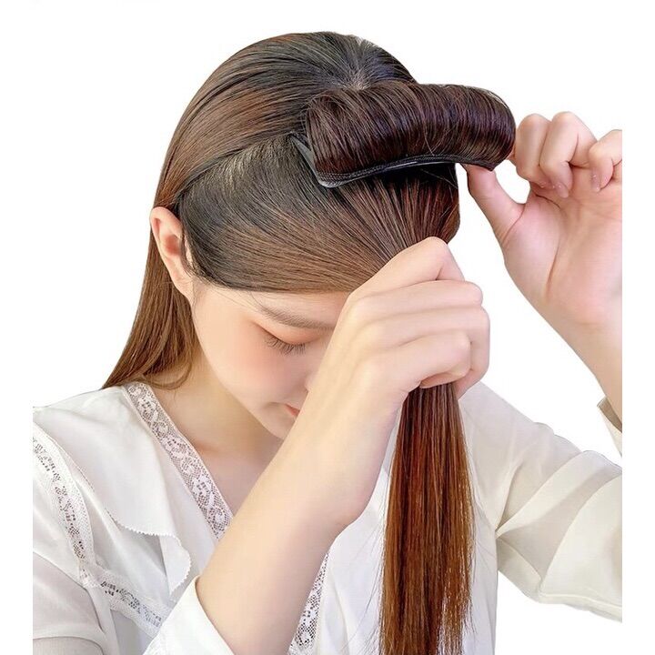 Tóc giả độn phồng mái loại cài bằng tóc tơ