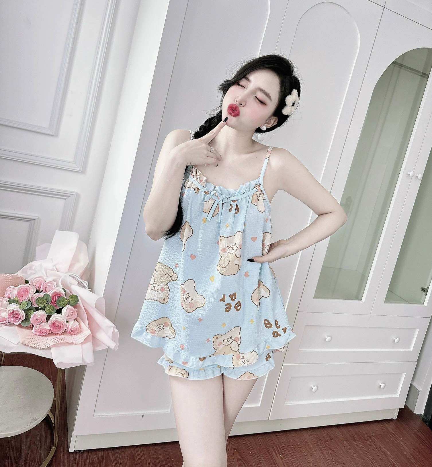 Đồ bộ hai dây mặc nhà cực xinh phom 40-58kg