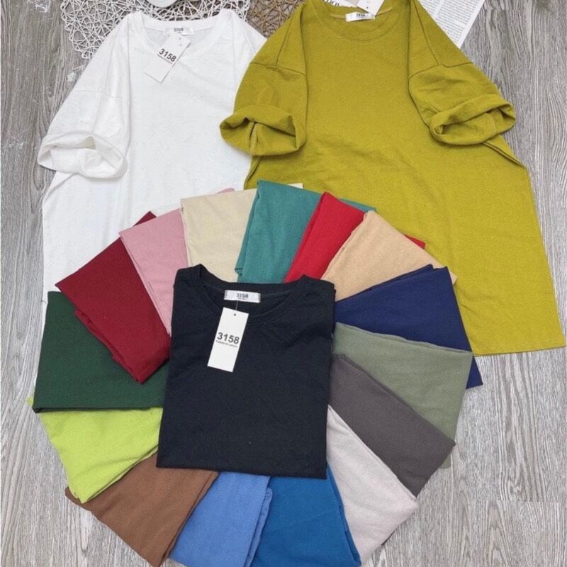 Áo phông trơn cotton khô 3158 form rộng unisex