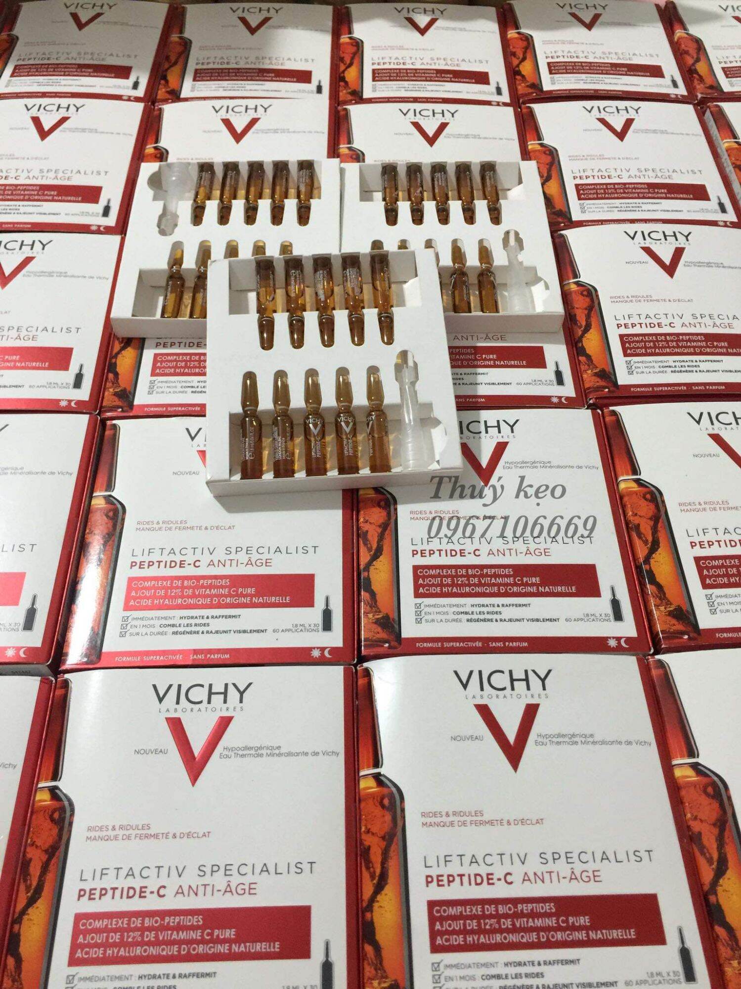 Serum vichy peptide-c chống lão hóa và khôi phục da hiệu quả set tách 10 ống