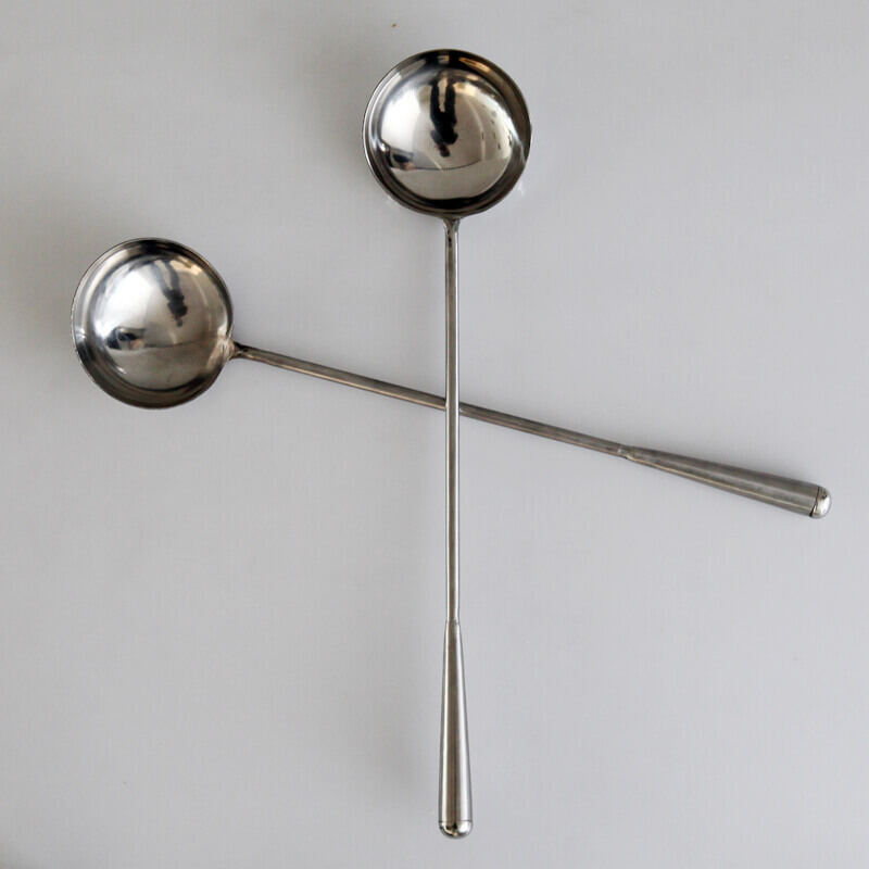 Muôi Múc Canh Lớn Bằng Thép Không Gỉ Cho Đầu Bếp Liền Dày, Muôi Xào Rau Cán Dài, Muôi Múc Cháo, Dụng Cụ Nấu Ăn Nhà Bếp