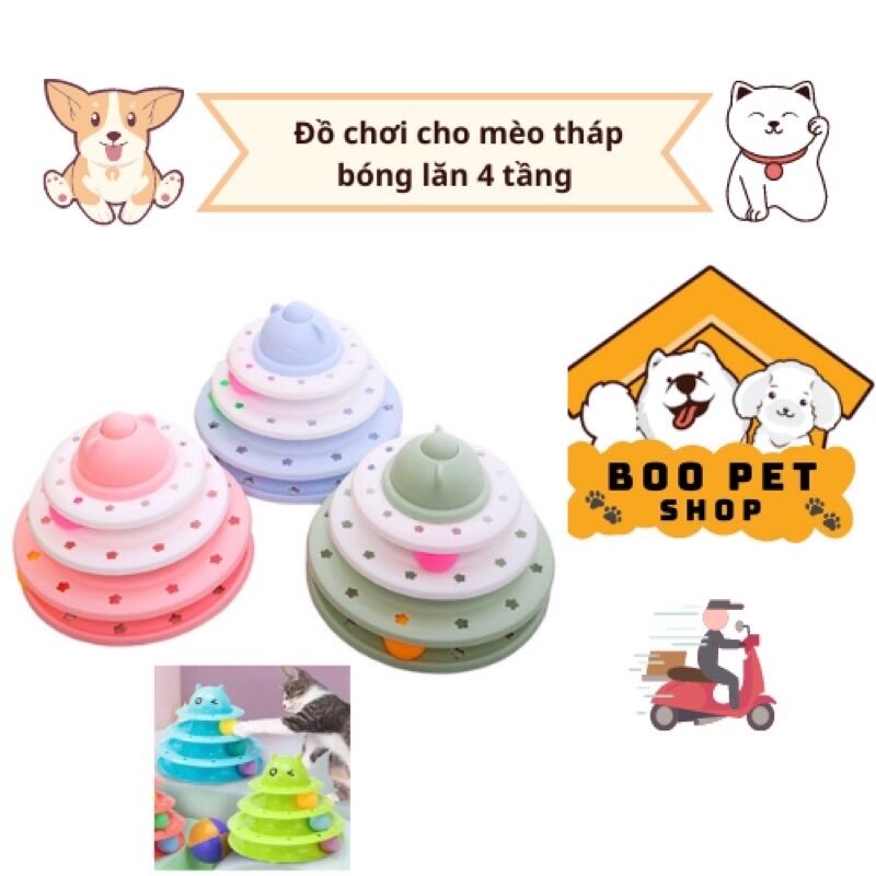 Đồ chơi tháp bóng lăn 4 tầng, Đồ chơi cho mèo 4 tầng