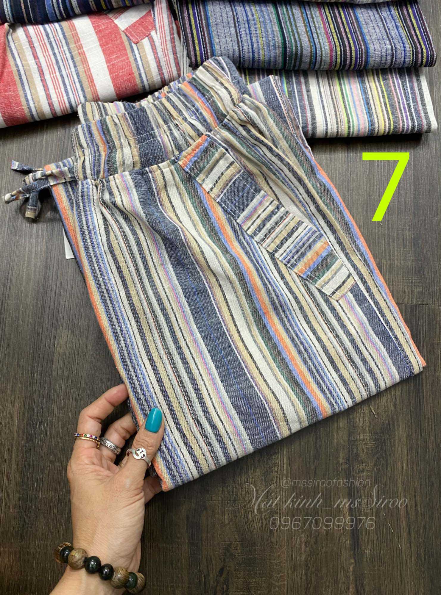 QUẦN SỌC ỐNG SIÊU RỘNG- LƯNG THUN DÂY RÚT- CHẤT LINEN