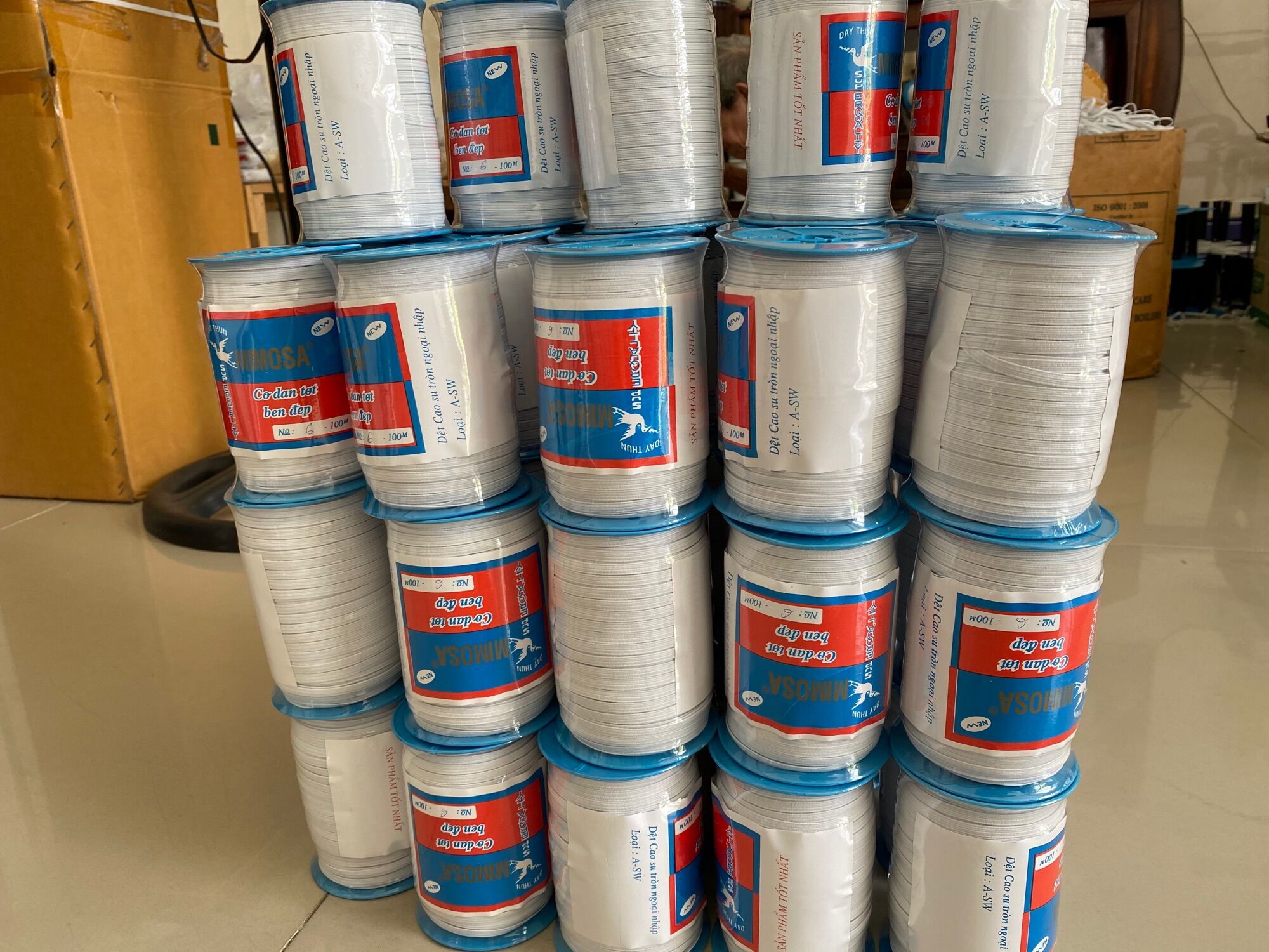 [HCM]Thun Mimosa bản 7li (số 8) màu trắng cuộn dài 100m