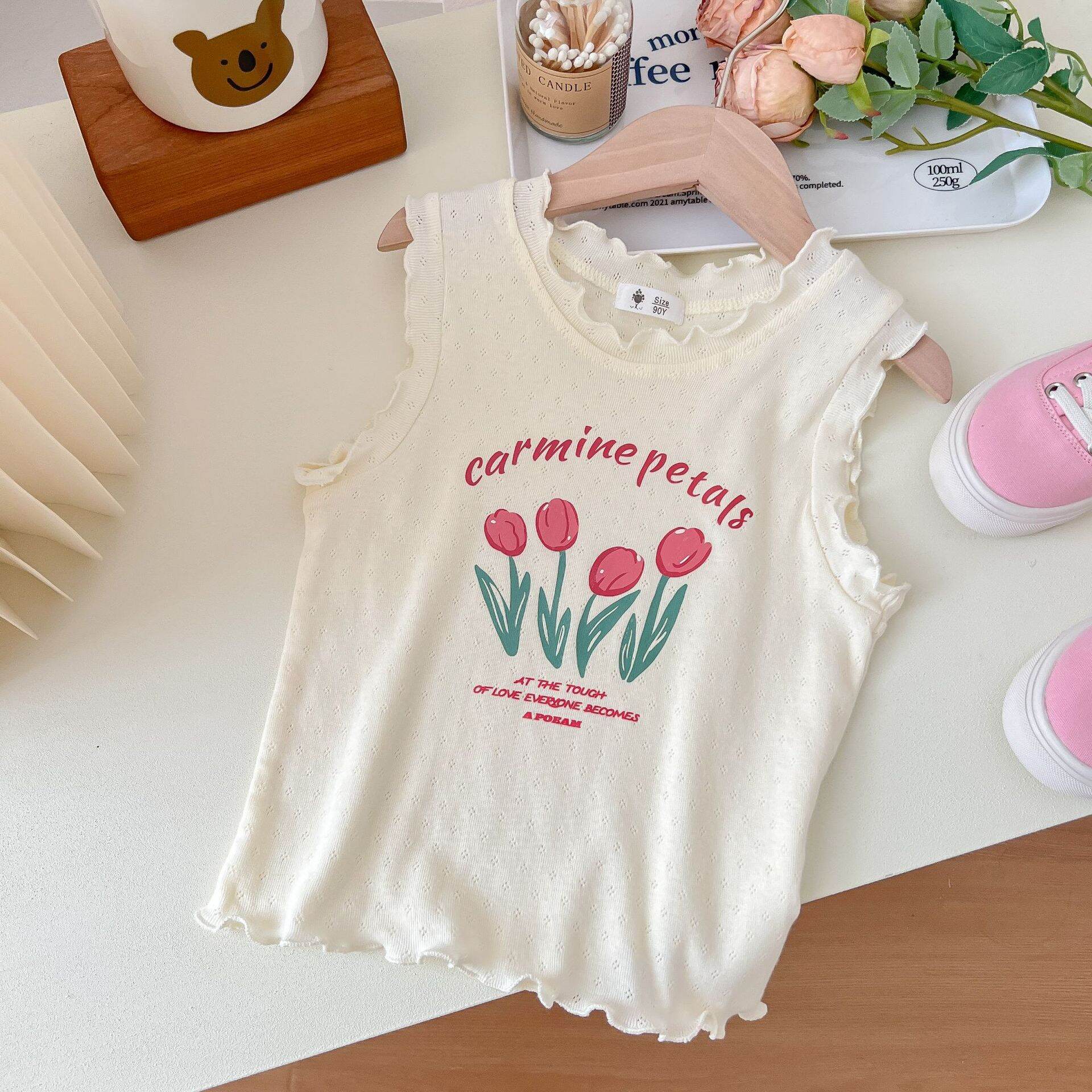 Áo Ba Lỗ Cho Trẻ Sơ Sinh, Áo Phông Không Tay Mùa Hè Mẫu Mới 2024, Áo In Hoa Rộng Rãi Cho Trẻ Em, Dễ Phối 1