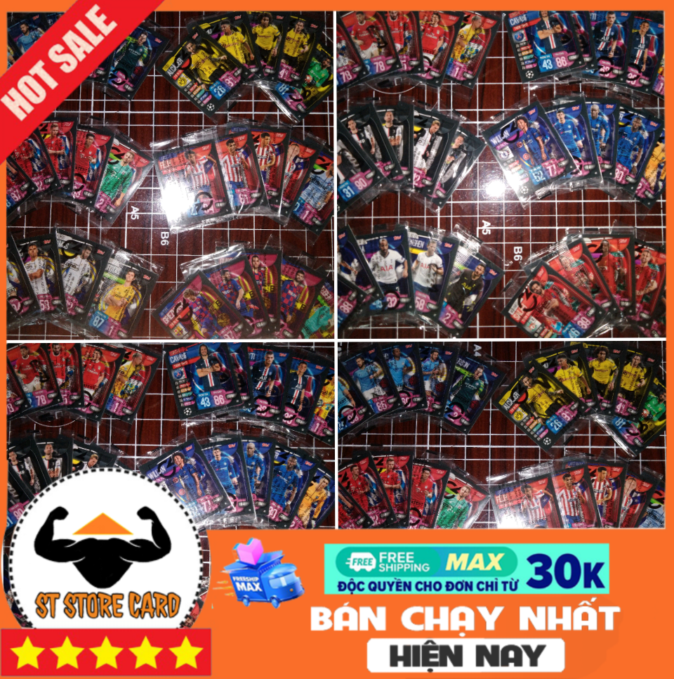 Thẻ cầu thủ bóng đá poca match attax 19/20 nguyên seal chính hãng