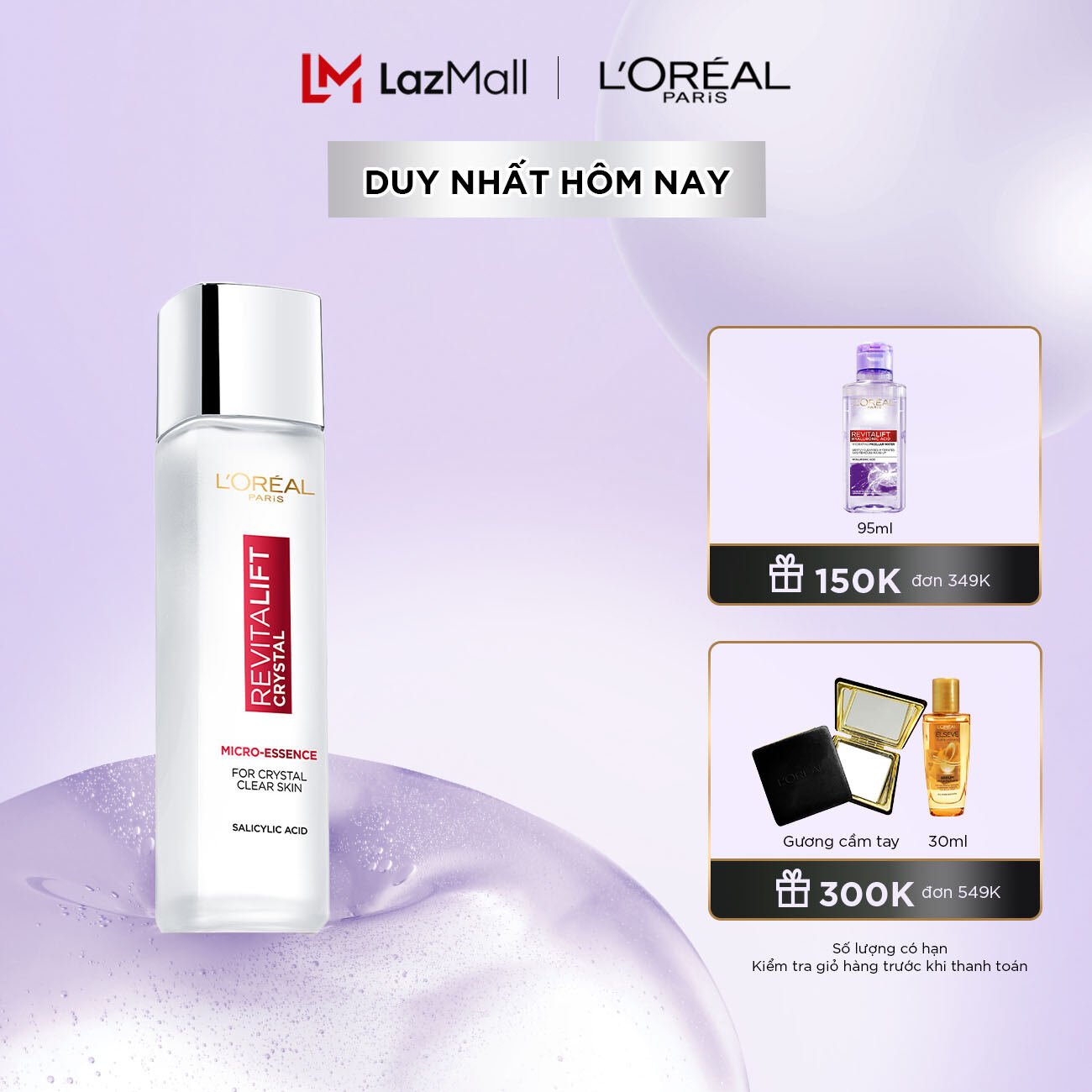 Dưỡng Chất Căng Mướt Da L'Oreal Paris Crystal Micro Essence 130ml/65ml