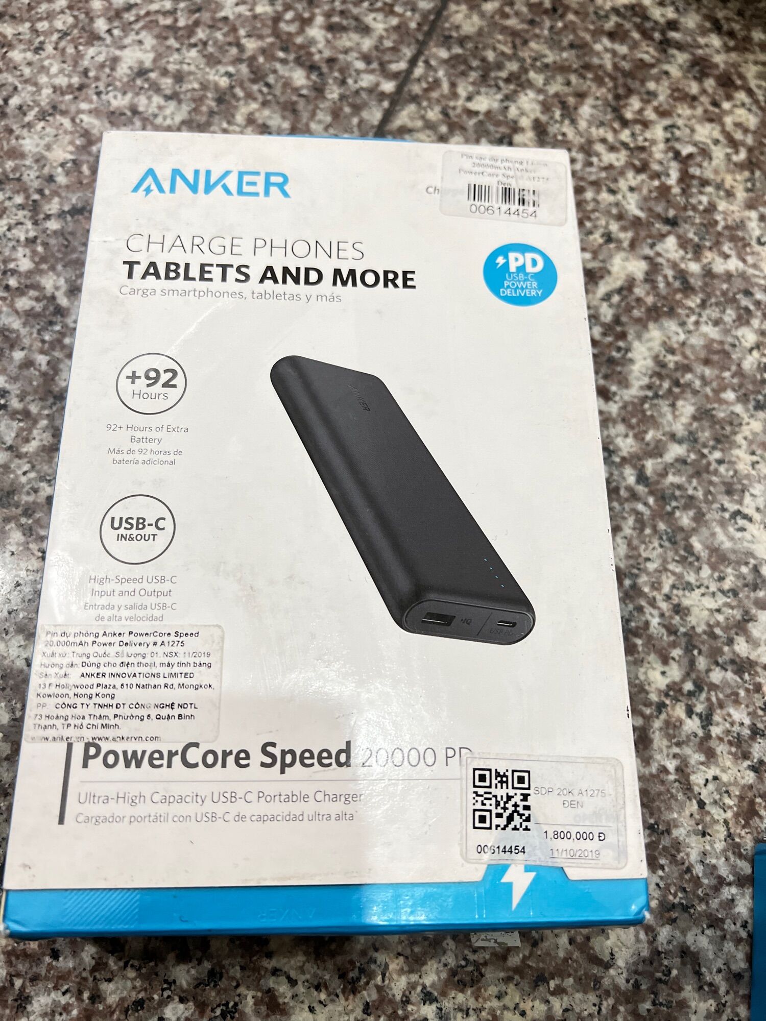 Pin sạc dự phòng Anker PowerCore Speed 20000Mah PD A1275