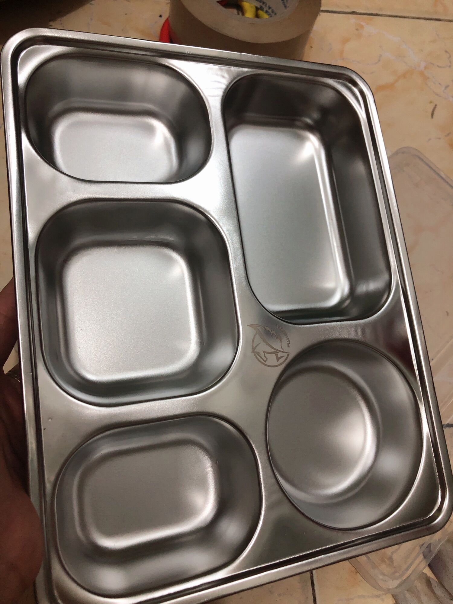[HCM]Combo 5 bộ khay cơm phần 5 ngăn inox có nắp đậy