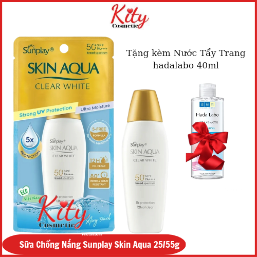 Sữa Chống Nắng Dưỡng Da Trắng Mịn Tối Ưu Sunplay Skin Aqua Clear White SPF50+ PA++++ (55g/25g)