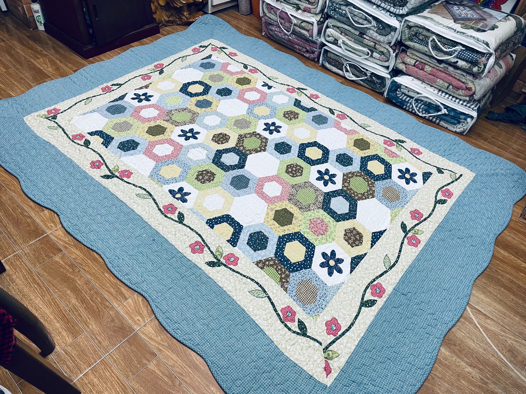 Thảm vải cotton quilt chống trượt trải sàn trải giường kt 160*210cm