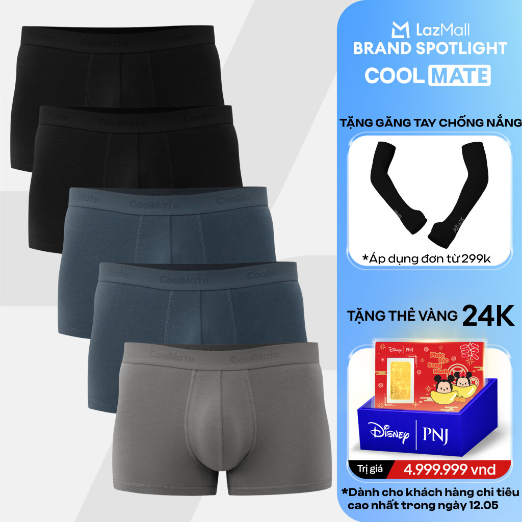 [DUY NHẤT 12.05 TẶNG QUÀ ĐƠN TỪ 299K]COMBO 5 Quần lót nam Trunk Cotton mềm mại (màu ngẫu nhiên) - COOLMATE
