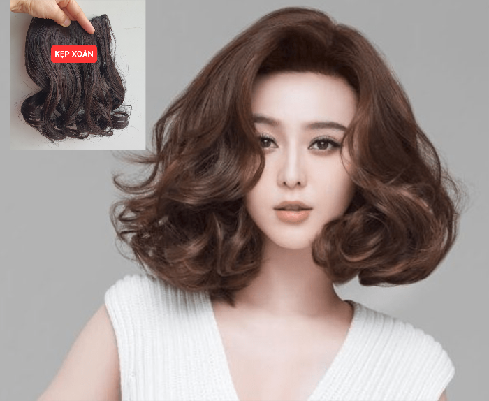 2 phím kẹp tóc giả làm dày phồng tóc thẳng / xoăn k005