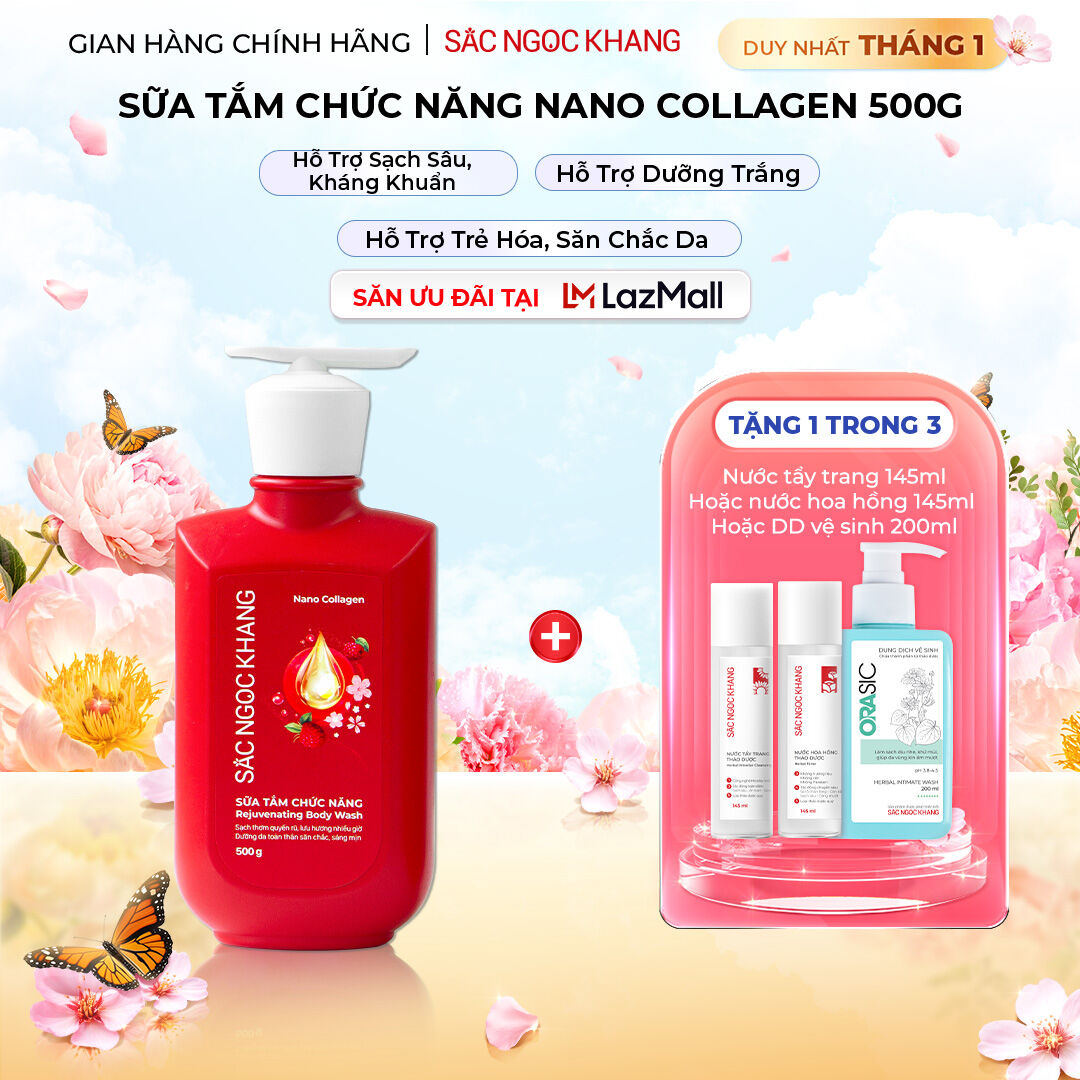 Sữa Tắm Dưỡng Trắng Nano Collagen Sắc Ngọc Khang Tinh Chất Nước Hoa Chiết Xuất Từ Thiên Nhiên 500g II