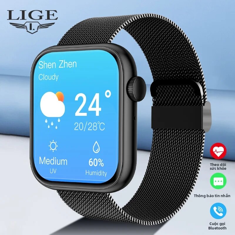 LIGE | Đồng Hồ Thông Minh Dành Cho Nữ LIGE 1.85 Đồng Hồ Đeo Tay Thể Thao Có Chức Năng Gọi Điện Bluetooth Cảm Ứng Đầy Đủ Với Chức Năng Theo Dõi Nhiệt Độ Cơ Thể, Theo Dõi Giấc Ngủ Và Theo Dõi Nhịp Tim