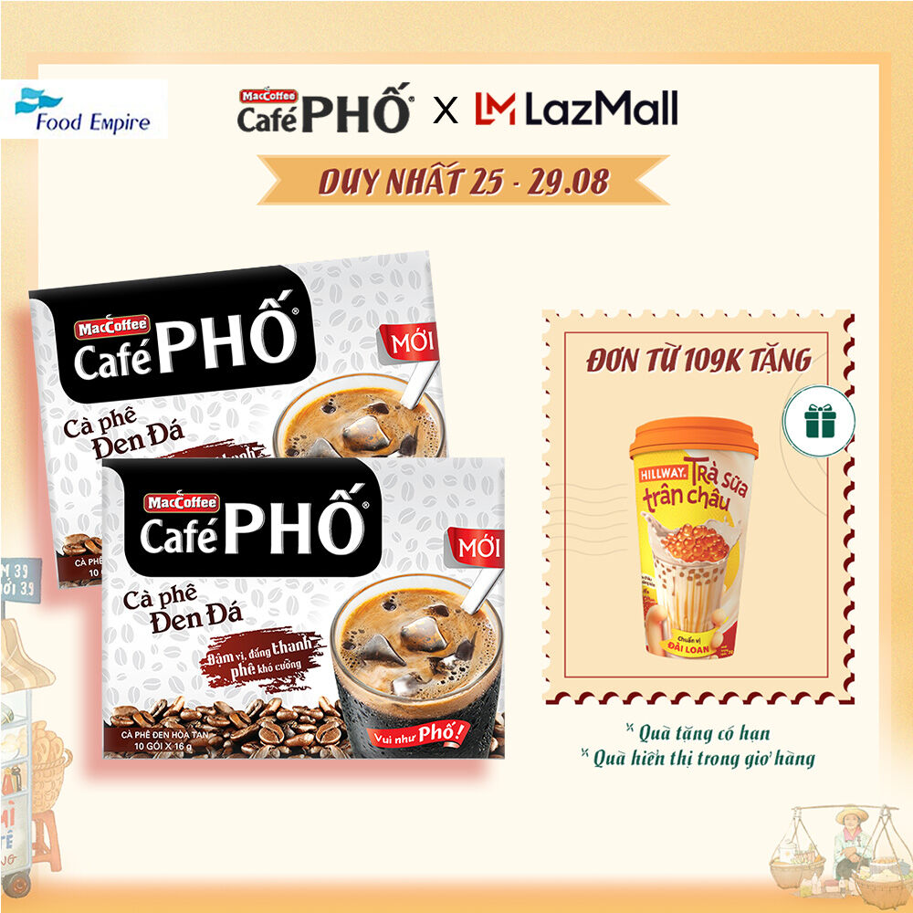 Combo 2 hộp Cà phê Phố Đen Đá - Maccoffee (hộp 10 gói x 16g)