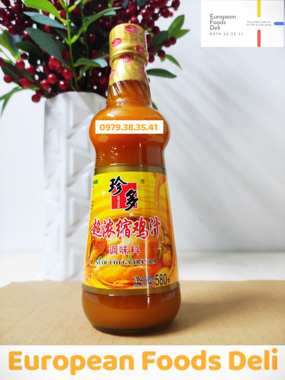 Nước Cốt Thịt Gà Thượng Hạng chai thủy tinh 580Gram