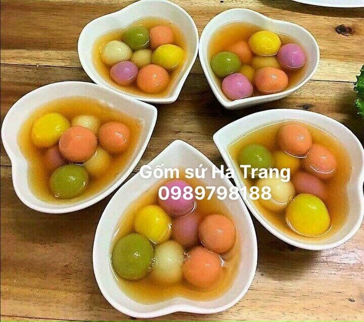 Bộ bát tim gốm sứ Bát Tràng cao cấp